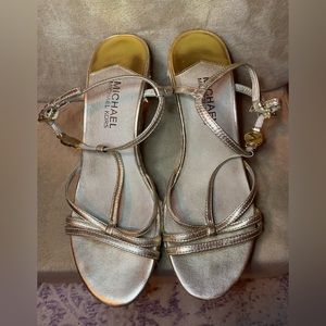 Michael Kors metallic gold espadrille wedge sandals